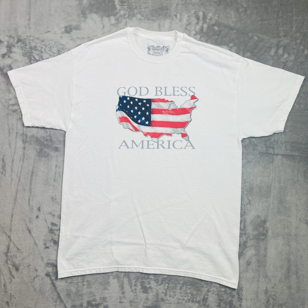 Vtg God Bless America‎ Made In USA T Shirt  Single Stitch Size Large 100% Cotton